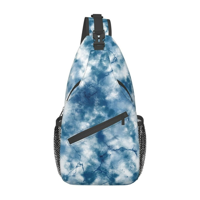 ZICANCN Crossbody Sling Bag for Men Women Blue Ink Tie Dye