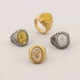 thumbnail image 2 of Retro 14K Yellow Gold Rings Luxury Big Stone men Women Rings Wedding Couple Fashion Jewelry, 2 of 8