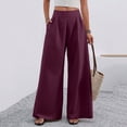 thumbnail image 2 of KLHDSF Flowy Pants for Women Casual High Waisted Wide Leg Palazzo Pants Trousers with Pocket Plus Size Dark Purple XL, 2 of 5