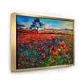 thumbnail image 3 of Designart 'Blossoming Red Poppy Fields With Distant Tree' Traditional Framed Canvas Wall Art Print, 3 of 5