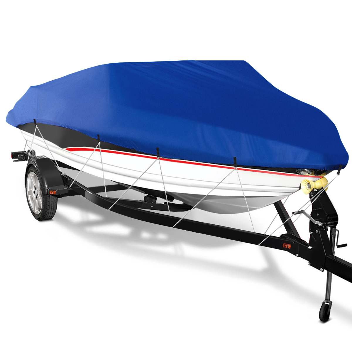 Fishing Ski Pro-Style Bass Boats Adjustable Support Pole /& Tightening Strap Heavy Duty All Weather Protection 600D Polyester Oxford Fits V-Hull Tri-Hull Shieldo Waterproof Boat Cover