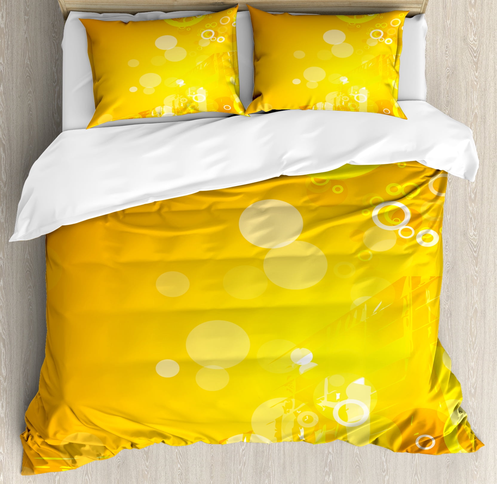 Orange Duvet Cover Set Abstract Composition With Circles Dots Artistic Energetic Colors Sunburst Decorative Bedding Pillow Shams