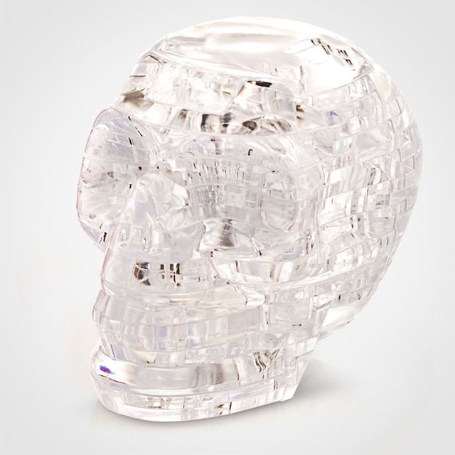 Rompecabezas de cristal 3D con forma de cabeza de esqueleto, modelo transparente, bricolaje, bloques de construcción, juguete, regalo de cumpleaños
