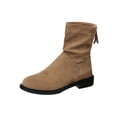 thumbnail image 1 of WRKEKC Womens Boots Ankle Booties Solid Square Toe Side Zipper Thick Heel Mid Heel Short Boots for Ladies Winter, 1 of 9