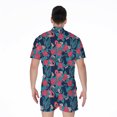 thumbnail image 2 of Flamingo And Hawaiian Floral Short Sleeve Men'S Rompers, Flamingos Lover Casual Summer Jumpsuits Outfit, 2 of 4