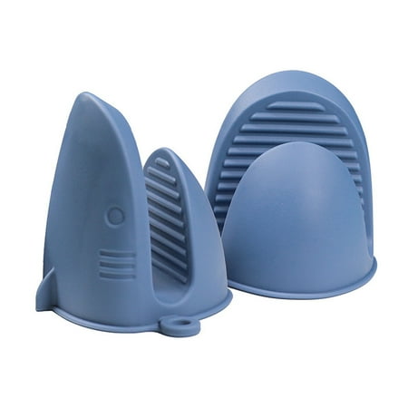 

DISHAN Cartoon Shark-Shaped Microwave Oven Mitts: 1 Pair of Flexible Anti-Scald Heat-Resistant Silicone Cooking Pinch Grips with Hanging Loop
