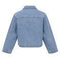 thumbnail image 4 of Women's Tie Front Denim Jacket Long Sleeve Lapel Jean Jacket (Blue L), 4 of 5