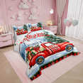 thumbnail image 2 of Red Truck Christmas Bedding Set Teens Adults,Merry Christmas Comforter Set King Size,Vintage Xmas Tree Bedding Comforter,Red Plaid Checkered Duvet Insert, 2 of 6