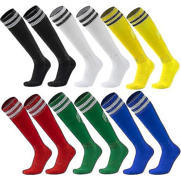 6 pares de calcetines de fútbol, calcetines de compresión elásticos de color hasta la rodilla, calcetines deportivos de fútbol para hombres y mujeres