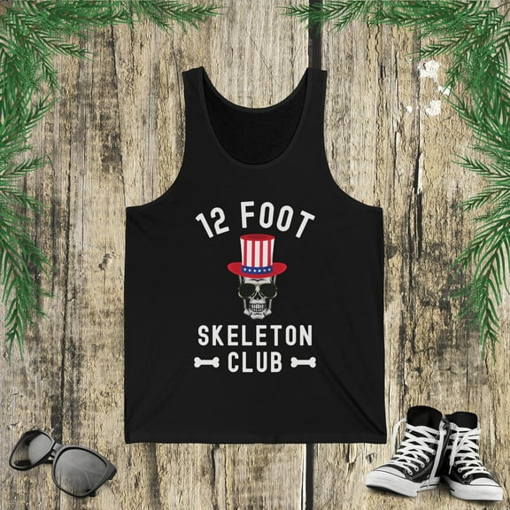 12 foot Skeleton Club glasses Giant Skelly funny 4th of July Jersey Tank