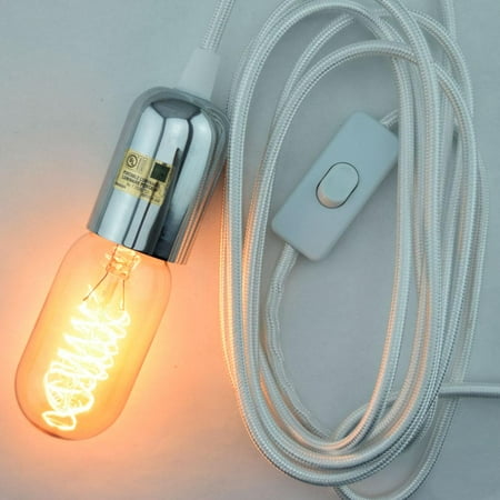 Fantado Modern Metal Silver Pendant Light Lamp Cord w/ Braided Cloth Cord, Switch, 11 FT by PaperLanternStore
