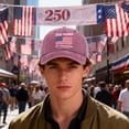 thumbnail image 2 of WUANDIXFA Womens Baseball Hat 250 Anniversary USA Hat Adjustable 250 Year American Anniversary Hat, Retro Embroidered Cap for Men Women Gifts Wine,One Size, 2 of 5
