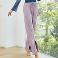 thumbnail image 7 of Maean Loose Yoga Pants for Women Cotton Elastic Waist Wide Leg Drawstring Casual Sport Running Split Pant, 7 of 7