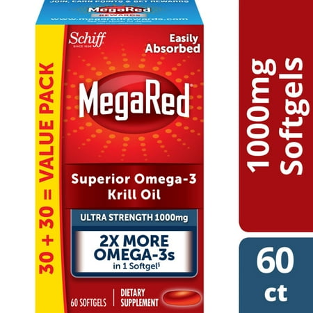 MegaRed Omega-3 Krill Oil Ultra Strength Softgels, 1000 mg, 60 (The Best Omega 3 Oil)