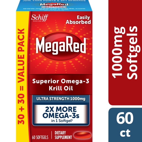 Megared Omega 3 Krill Oil Ultra Strength Softgels 1000 Mg 60 Ct