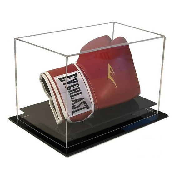 Boxing Glove Display Case, Clear Acrylic Case with Black Base, UV Protecting, Table Top