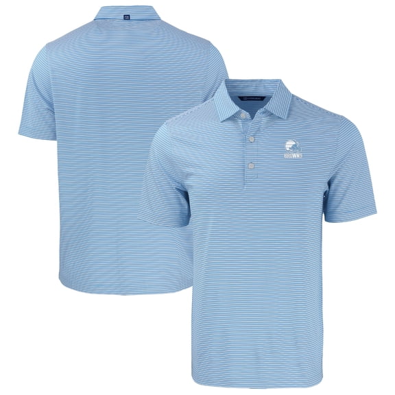 Men's Cutter & Buck Powder Blue Cleveland Browns Forge Eco Double Stripe Stretch Recycled Polo