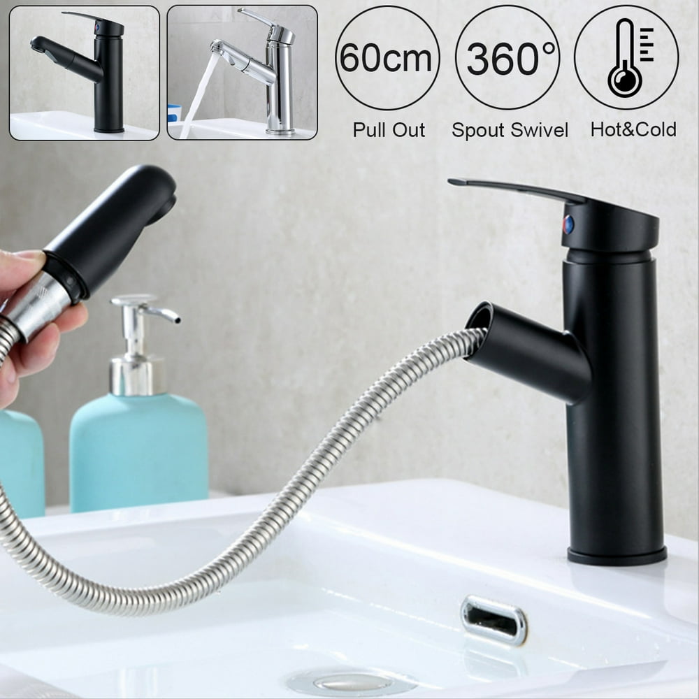 360° Swivel Kitchen Faucet Pull Out Sink Mixer Tap Lavatory Faucet Spout Spray Basin Faucet