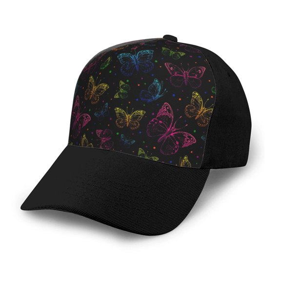 Naloa Butterfly Adult adjustable Print Baseball Hat, Patchwork curved brim baseball capfor Men and Women, One Size