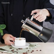 Easyworkz Diego 6 Cup Stovetop Espresso Maker Stainless Steel Italian Coffee Maker Induction Moka Pot Black, 10 oz