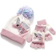 thumbnail image 1 of Gorro bordado para niños Brillar conjunto de guantes gorro de invierno con pompón gorro de ganchillo de punto suave y cálido Talla única, 1 of 5