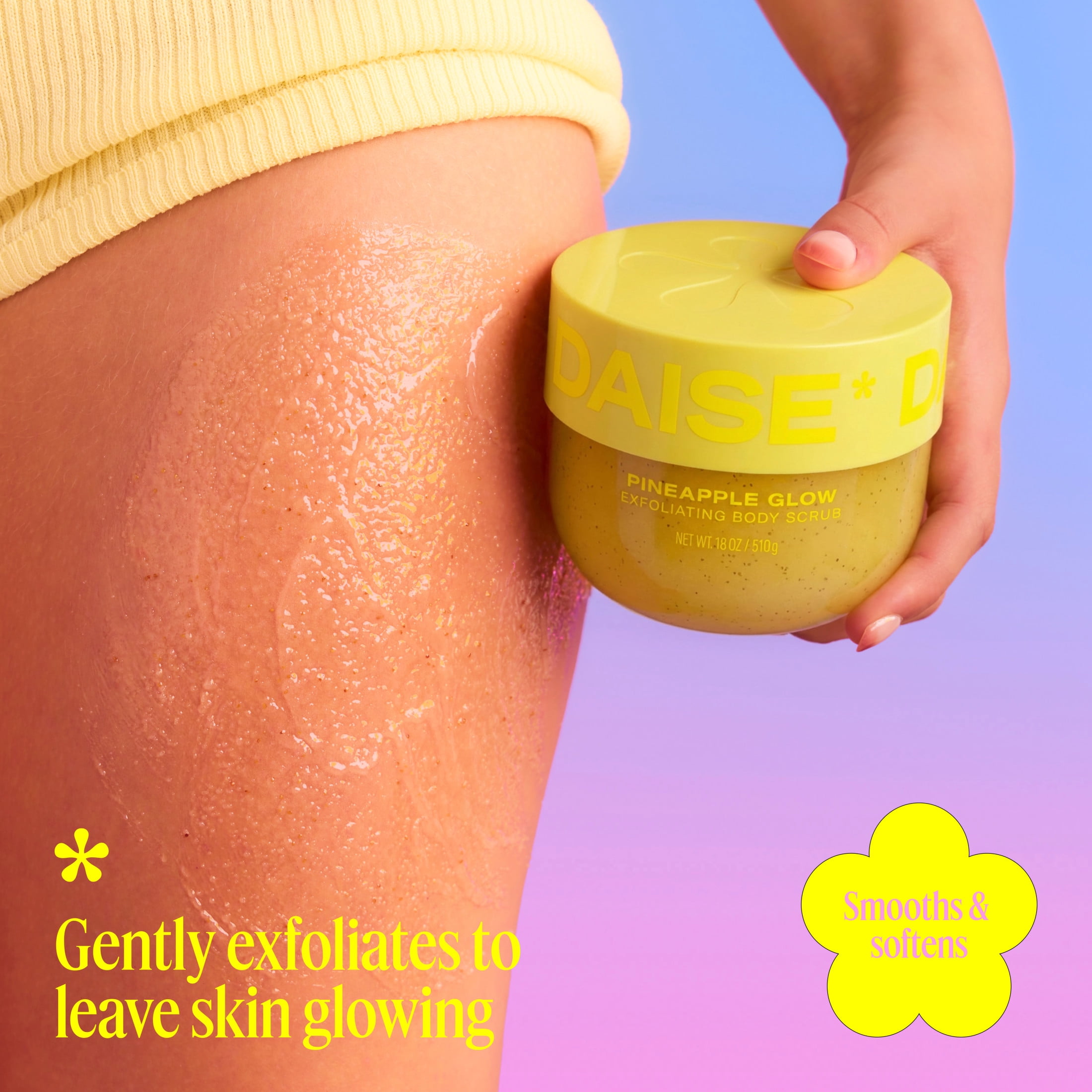 DAISE Exfoliating Body Scrub in Pineapple Glow for Soft Glowing Skin, 510 g