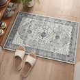 thumbnail image 1 of AIR-Entry Rug Small Front Door Mat- Distressed Floral Medallion Boho Oriental Non-Slip Machine Washable Small Soft Area Rug for Bedroom Kitchen Hallway Bathroom Laundry(Grey Navy,2x3ft), 1 of 4
