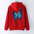 thumbnail image 4 of Mujeres Otoño Invierno Color Block Mariposa Impresión Cuello en V Manga larga Sudadera con capucha Tops Pullover Blusa Fridja FKASFK3495, 4 of 4
