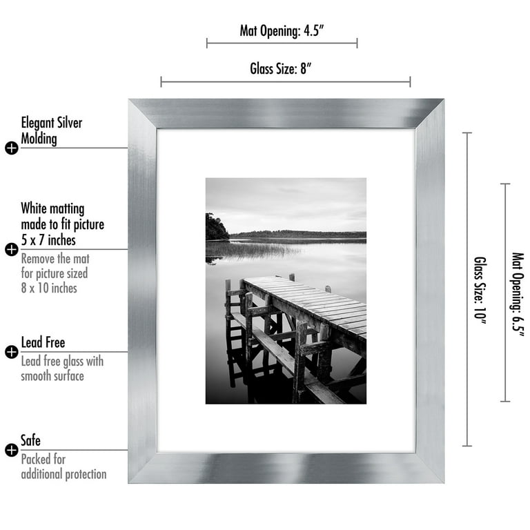 ArtToFrames 16x20 Matted Picture Frame with 12x16 Single Mat Photo Opening  Framed in 1.25 Satin White Frame and 2 Silver Mat (FWM-3966-16x20)