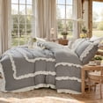 thumbnail image 3 of Ruffled Comforter Set 3 Pieces Boho Bedding Set Pleated Ruffle Fringe Shabby Chic Bedding Super Soft Cozy Bed Comforter All Season, 3 of 9