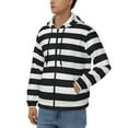 thumbnail image 3 of Kdxio Black And White Stripes Print Men Hoodies Casual Hoodies for Men with Zip Pockets Full Zip Long Sleeve Sweatshirt Sports Hooded Jacket-XX-Large, 3 of 5