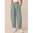 thumbnail image 5 of PRETTYGARDEN Plaid Barrel Pants Women Summer Casual Loose Wide Leg Lounge Gingham Trousers Spring Fashion Beach Bottoms, 5 of 9