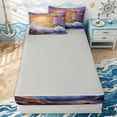thumbnail image 4 of Erosebridal Orange Painted Lighthouse Zipper Full Size Comforter Sets with Fitted Sheet and 2 Pillowcases for Boys Girls, Seagull Wave Sunset Zipper Bedding Set, Gray Reversible, 4pcs, 4 of 7