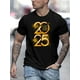 thumbnail image 1 of Camiseta informal de manga corta y cuello redondo para hombre con estampado de fuegos artificiales de Año Nuevo 2025. Tejido de punto de algodón, corte regular, estilo informal para adultos, hombres,, 1 of 5