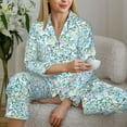 thumbnail image 6 of Fuzoiu Butterflies Print Women's Long-Sleeved Pajama,Lounge Button Down Nightwear,Womens Notch Collar Pajama Set-Medium, 6 of 7