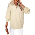 thumbnail image 1 of Blusa elegante para mujer con cuello en V y rayas de verano y manga linterna, 1 of 1