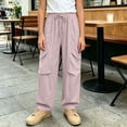 thumbnail image 6 of Nilvkv Boys Cargo Pants, Boys Relaxed Fit Solid Color Drawstring Joggers with Large Utility Pockets, made for Outdoor Wear Pink 5-6 Years, 6 of 7