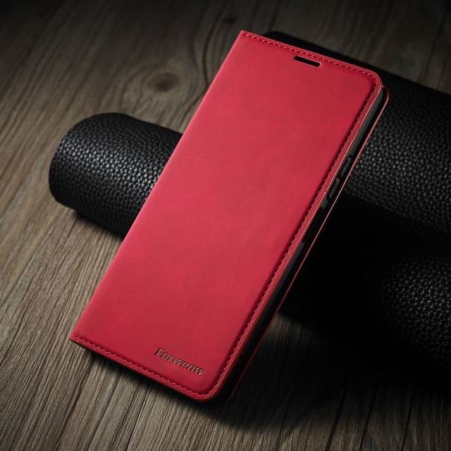 Magnetic Case For Xiaomi Mi Poco X3 Pro X5 X4 F3 M4 Pro Case On Redmi Note 13 11 12 10 Pro Wallet Leather Flip Phone Cover Red POCO X4 Pro