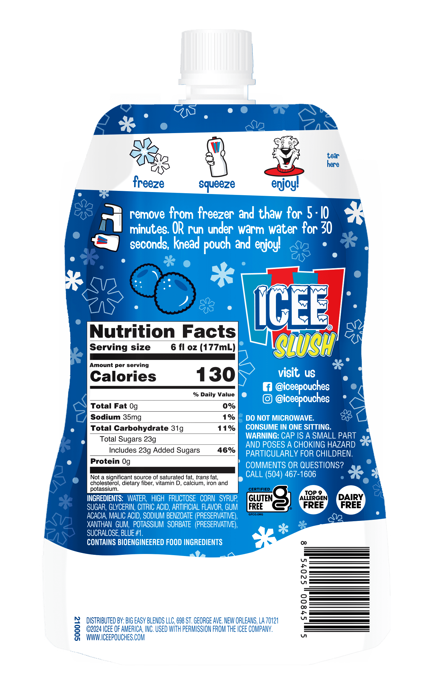 Icee Slush Blue Raspberry Freeze & Squeeze Drink Pouch, 6 fl oz