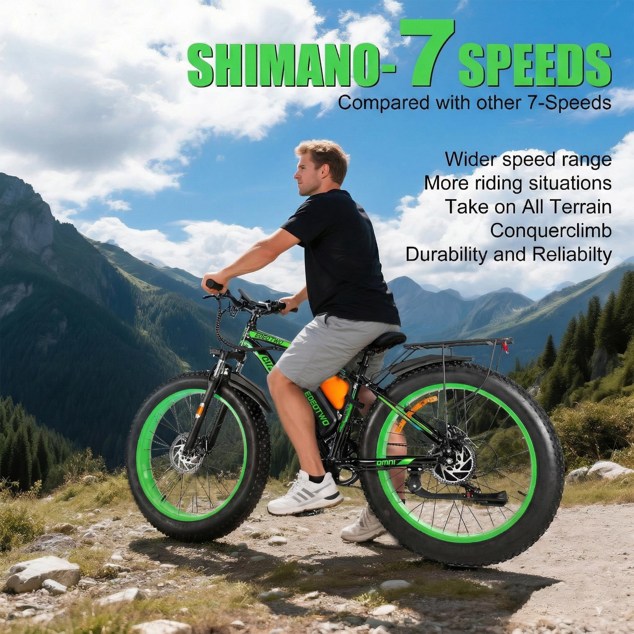 EOEOTWO 26" Fat Tire Electric Bike for Adults, 1500W Peak Motor, 48V 20Ah Battery Mountain Bike, 30 MPH Top Speed, Front Suspension & Dual Disc Brakes, 330 lbs Max Load All-Terrain E-Bike UL 2849