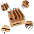 thumbnail image 4 of Organizador de cables para múltiples dispositivos de escritorio de madera de bambú y soporte para cargador de estación de carga para iPhone 14 13 12 11 Pro Max XS iPad Mini 4 5 Samsung OnePlus LG Smar, 4 of 5