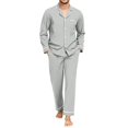 thumbnail image 2 of Pajamas Set for Men Long Sleeve Button Down Sleepwear Soft Lounge Set, 2 of 6