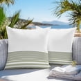 thumbnail image 5 of Modern Sage Outdoor Pillow Covers Set of 2 Green Classic Stripe Waterproof Throw Pillow Case Decorative Square Cushion Cover for Patio Couch Garden Balcony, 24"x24", 5 of 9