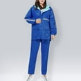 thumbnail image 3 of Scyoekwg Rain Suits Waterproof Raincoat Set Women's Rain Jacket Trouser Suit Two-piece Set Long Sleeved Hooded Set (Blue,XXXXL), 3 of 5