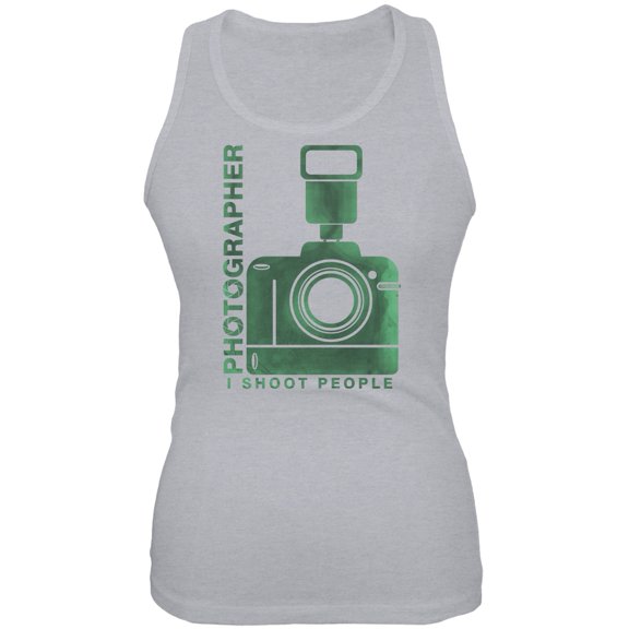 Photographer Shoot People Funny Heather Grey Juniors Soft Tank Top - Medium