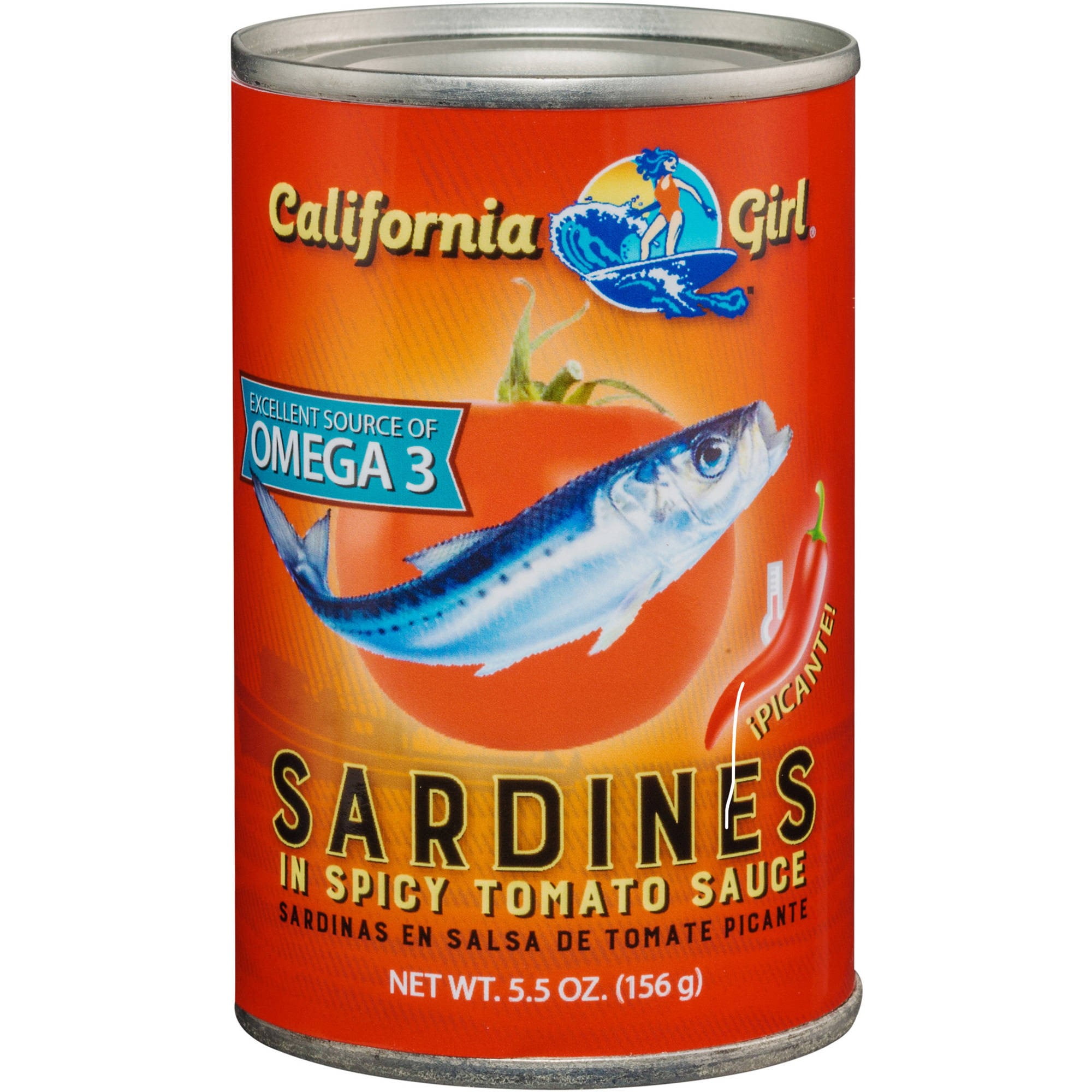 California Girl Sardines in Chili Tomato Sauce, 5.5 oz