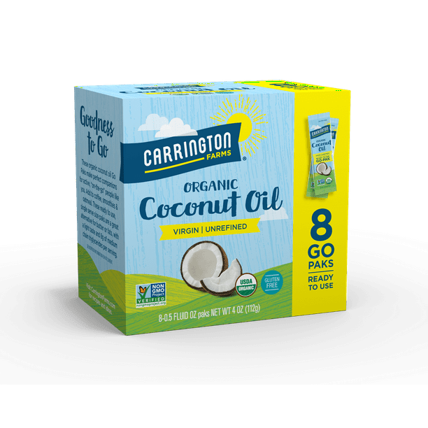 Carrington Farms 100 Organic Extra Virgin Coconut Oil Pak, 8 ct, 4 oz