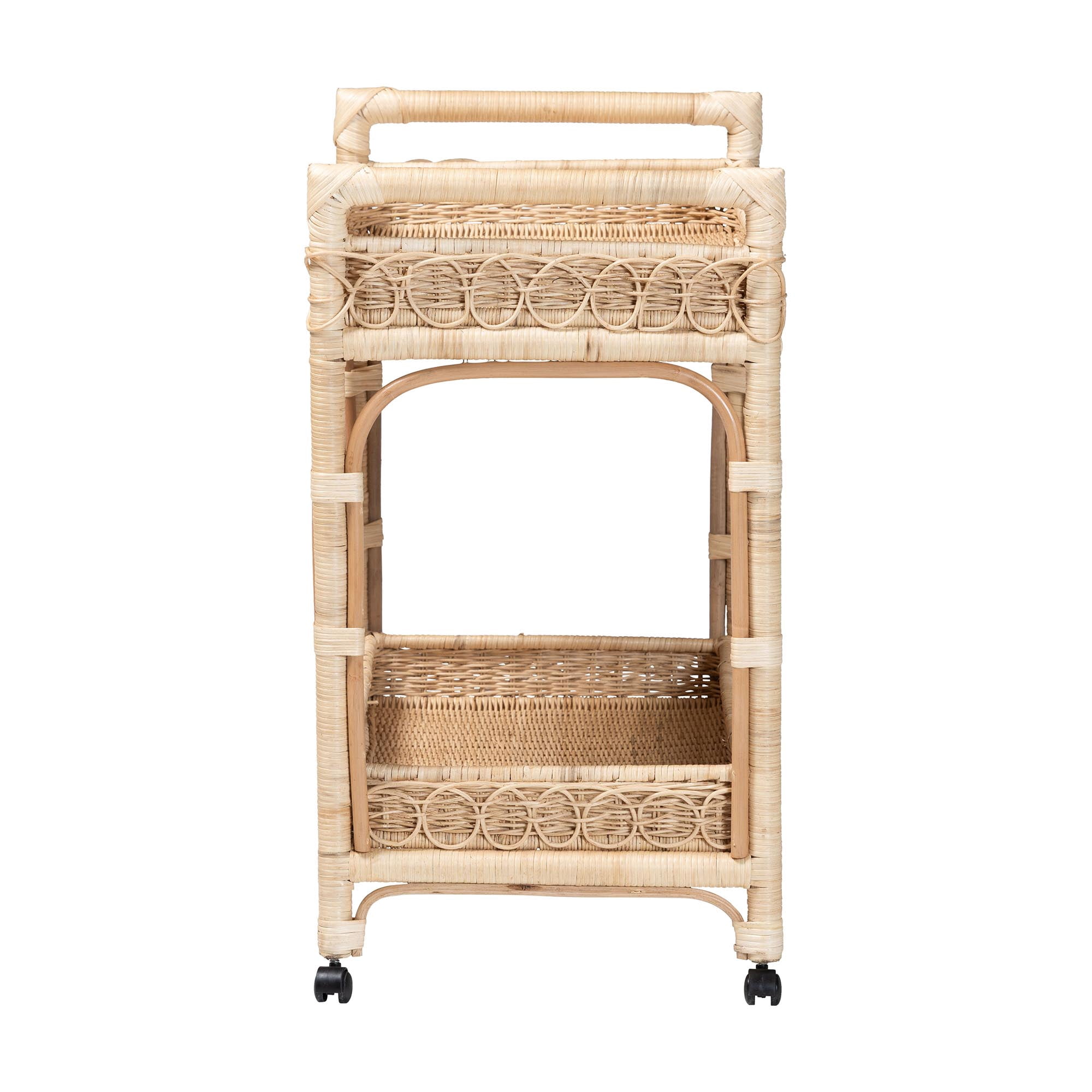 bali & pari Carole Boho Kitchen Cart, 2-Tier, Natural Rattan