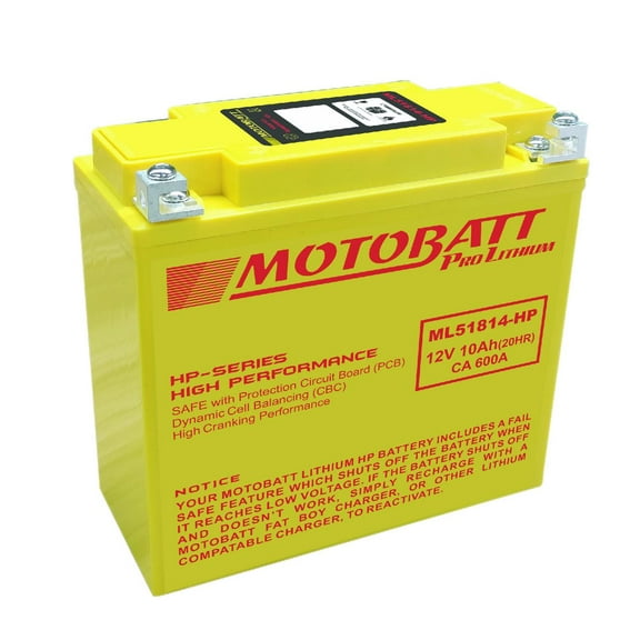 ML51814-HP Motobatt LifePo4 Lithium Battery Replaces BMW YB51814, YB51913