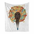 thumbnail image 1 of Funky Soft Flannel Fleece Throw Blanket, Portrait of a Woman with Luxuriant Hair in the Style of an Colorful Print, Cozy Plush for Indoor and Outdoor Use, 50" x 70", Multicolor, by Ambesonne, 1 of 6